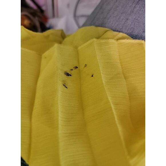 Bar III Dress Sz Small Pleated Yellow Sleeveless Spaghetti Straps Adjustable - Picture 4 of 5